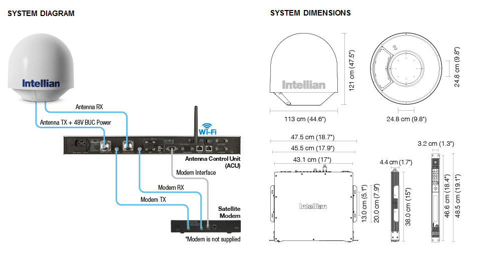 Intellian v80G - Diagram-Dimensions