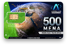 Iridium Prepaid Plans MENA 500 Prepaid Minutes 1 Year Validity SIM Card - Apollo Satellite